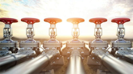 Gas pipelines with valves.
